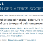Screenshot of 'The Modified and Extended Hospital Elder Life Program: A remote model of care to expand delirium prevention' by Dr. Sharon Inouye, Dr Tamara Fong, & colleagues.