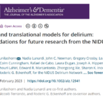 NIDUS Animal Models and Delirium paper screenshot from Alzheimer's and Dementia, the Journal of the Alzheimer's Association