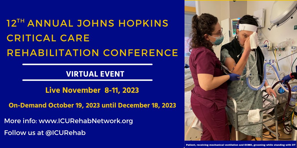 Flyer for the 2023 Johns Hopkins ICU Rehab VIRTUAL Conference 
